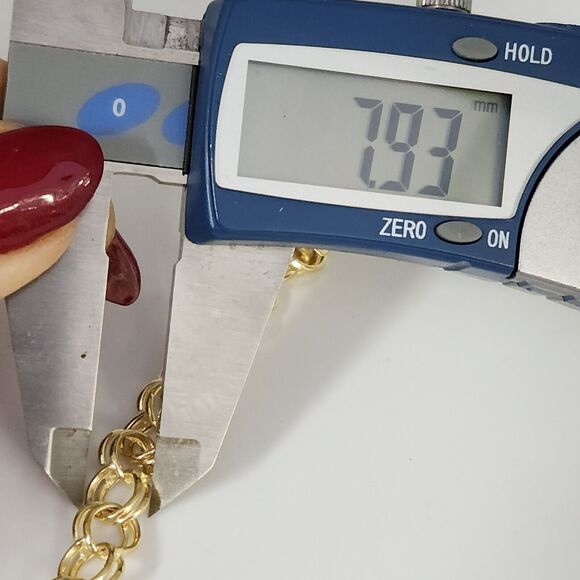 14k Yellow Gold Double Row Chain Link Bracelet 7.2" - Picture 6 of 9